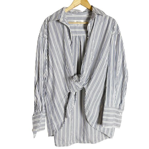 Ronny Kobo Maja Blue White Striped Button Up Top Shorts Set Coastal S - Picture 2 of 15